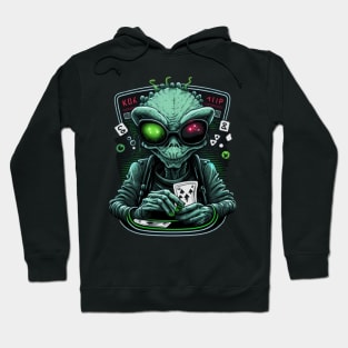 Funny Aliens Digital Artwork - Birthday Gift Ideas For Poker Player Hoodie